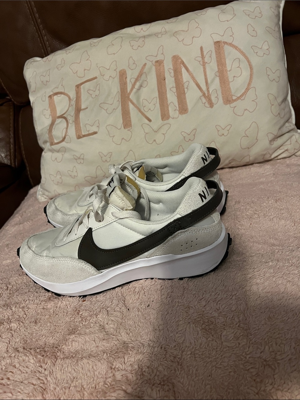 Nike Women’s White and Brown Retro Runner Sneakers